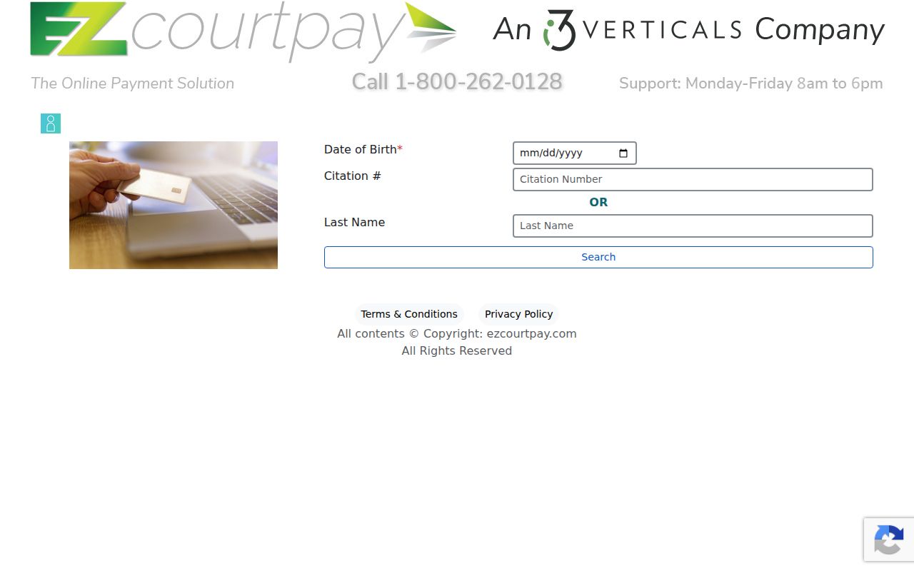 Jones County traffic citation search fields in EZCourtPay