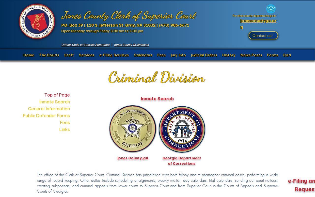 Jones County bench warrant records guidance from the Criminal Division