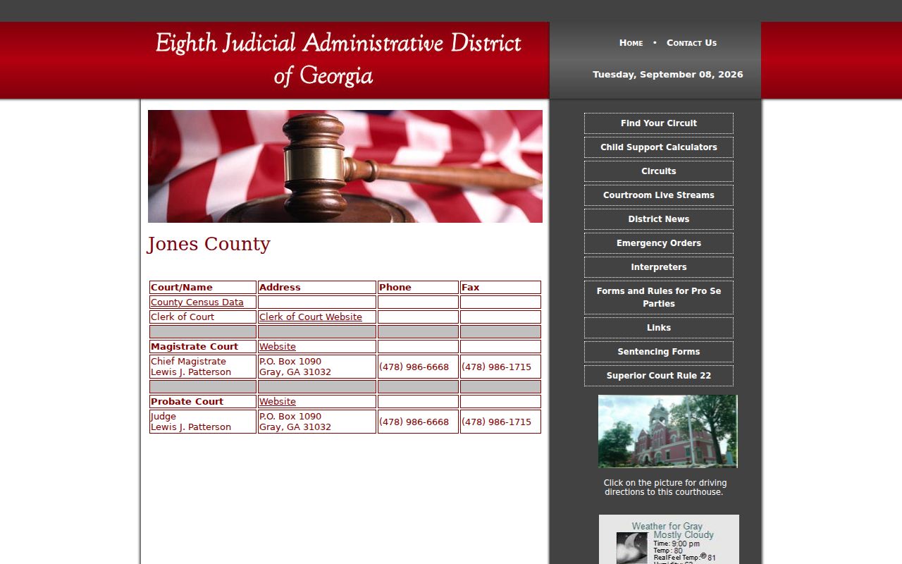 Jones County warrant check court directory for the Ocmulgee Circuit