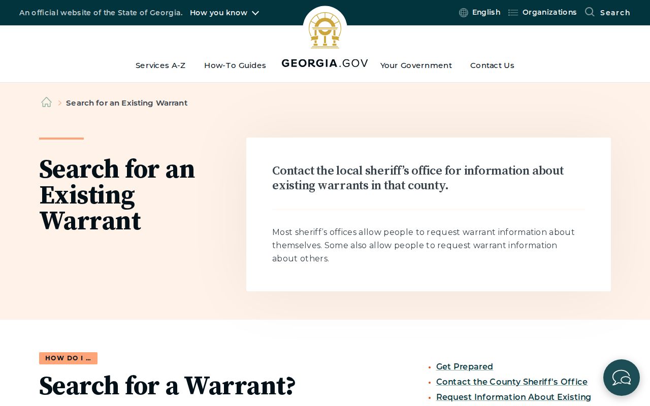 Official Georgia guidance for a Jones County warrant check